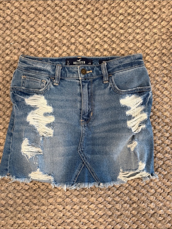 Hollister Dresses & Skirts - Hollister Ripped Light Blue Denim Mini Skirt